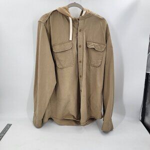 DENIM & SUPPLY RALPH LAUREN Shirt Jacket Mens XXL‎ Tan With Hoodie